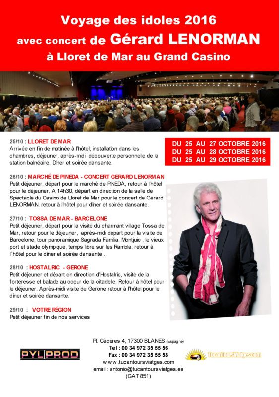 Archive : Voyage avec Concert de Gérard LENORMAN (octobre 2016)
