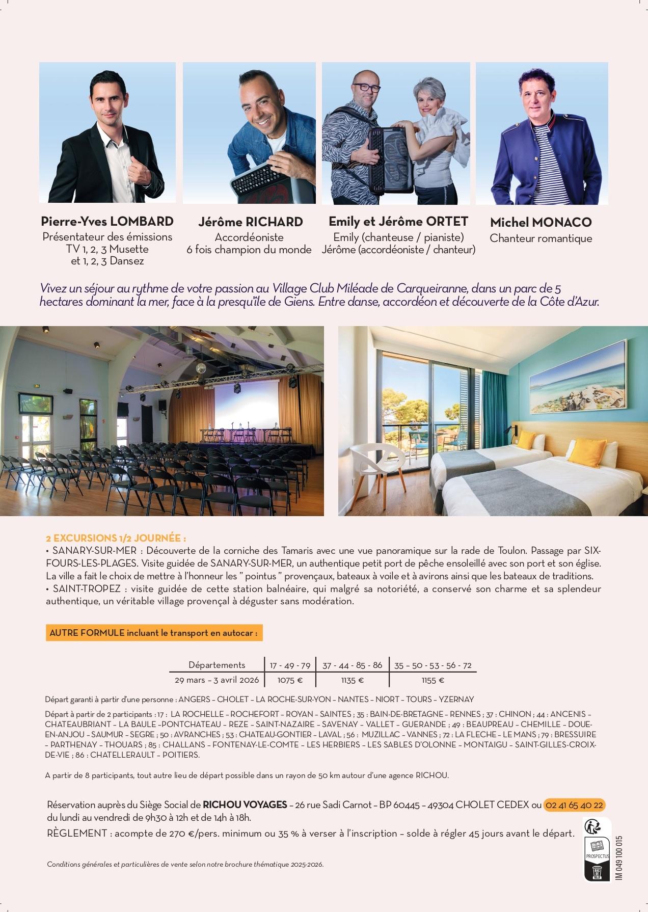 Brochure sejour 123 musette carqueiranne 2026 verso