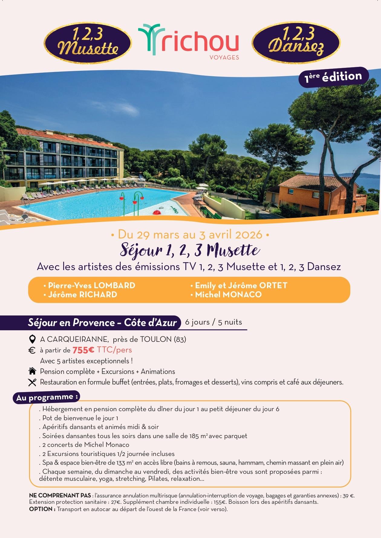 Brochure sejour 123 musette carqueiranne 2026