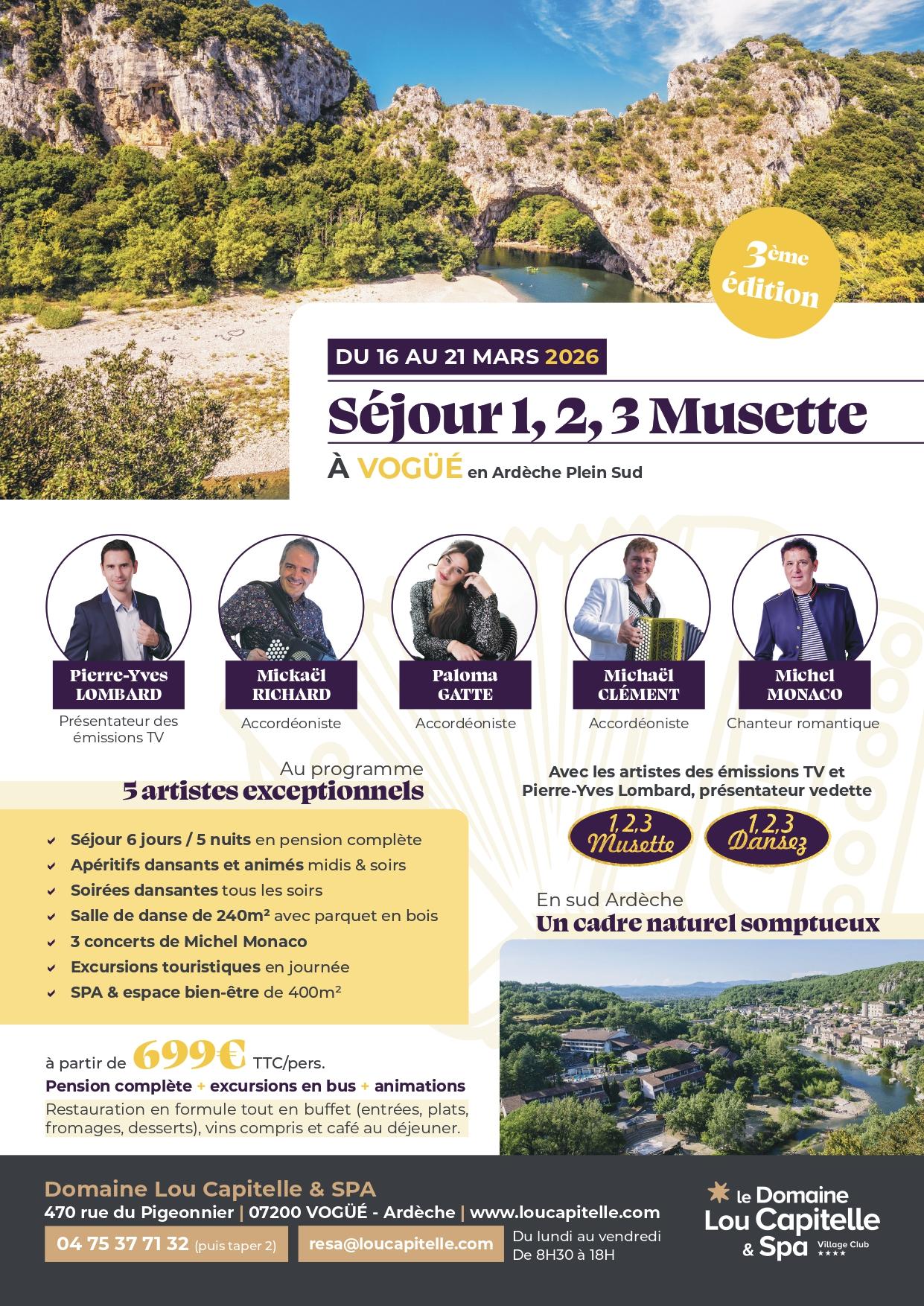 Séjour 1, 2, 3 Musette 2026 en Ardèche